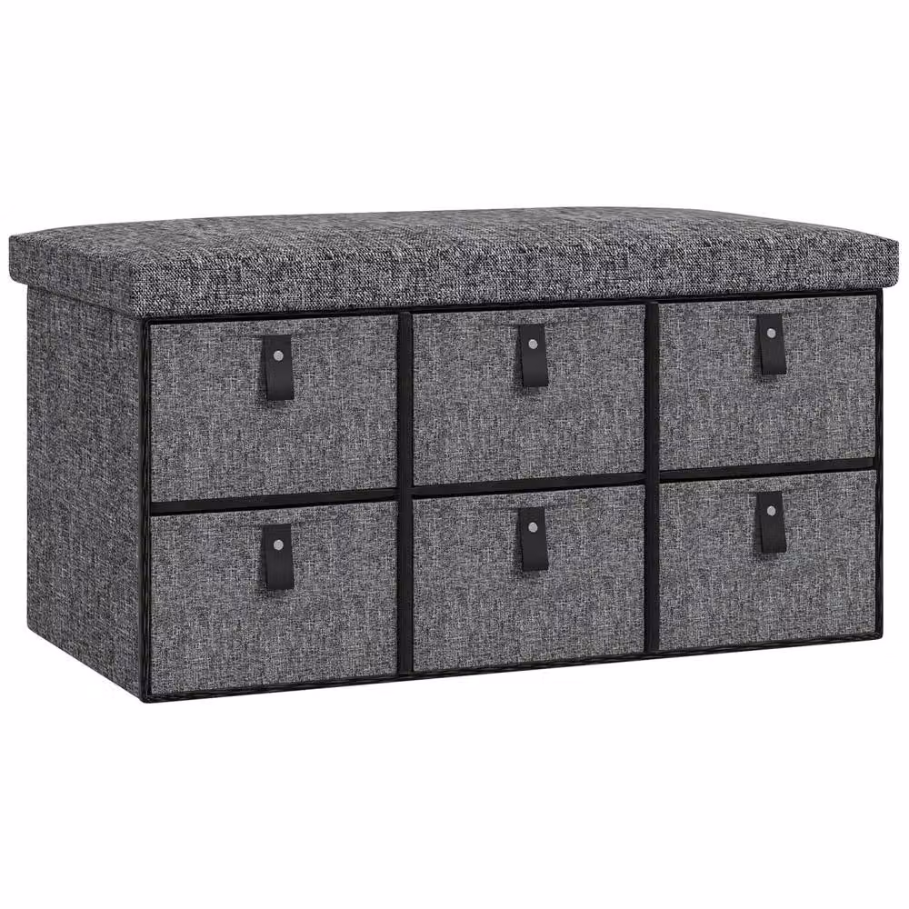 Wyld Haus Varare Dark Grey 6 Drawer Shoe Storage Bench with Cushioned Seat – 2