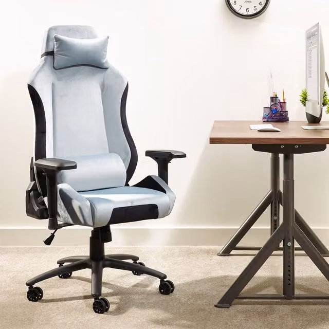 X Rocker Messina Silver Fabric Gaming Chair with Headrest and Armrests – 1