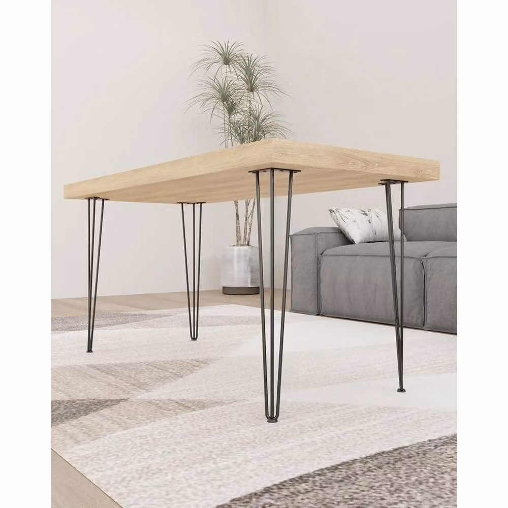 Nordara 4-Piece Matt Black Steel Hairpin Table Legs with Screws – 4