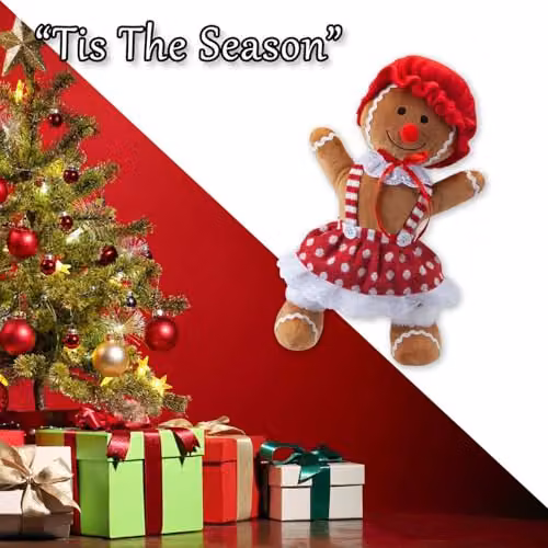 VFM e-Store Christmas Gingerbread Woman Decoration, Red, White and Multicolour, H 36 cm x W 25 cm – 5