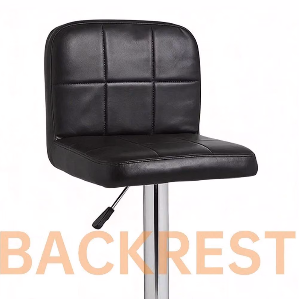 NESTLUNE Modern Bar Stool Set of 2 in Black Synthetic Leather and Metal – 4