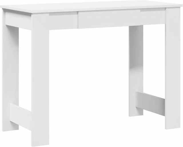 Berkfield Home White Writing Desk in Engineered Wood, W: 100 cm, D: 45 cm, H: 75 cm
