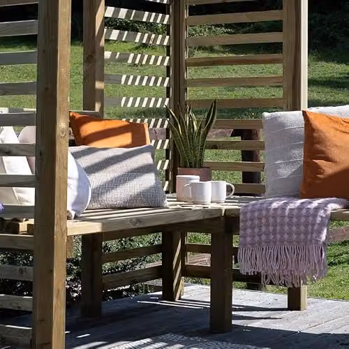 Forest Garden Firenze L-Shape Corner Arbour in Natural Brown Wood – 4