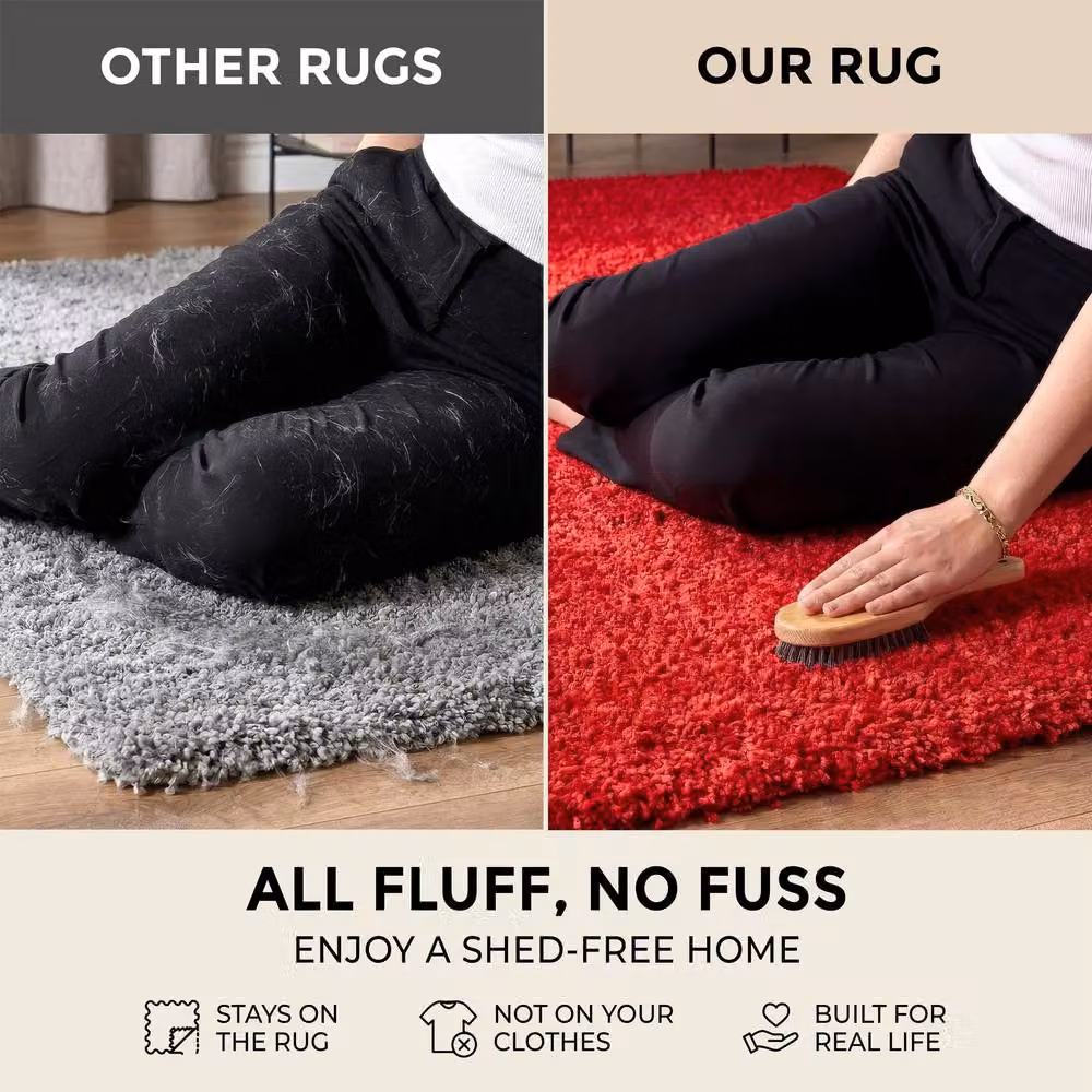 Bravich LTD Red Shaggy Area Rug, Soft Fluffy High Pile Rectangular Rug for Living Room or Bedroom, W: 160 cm, D: 230 cm – 6
