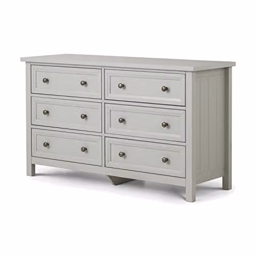 Julian Bowen Maine 6 Drawer Wide Chest in Grey, W: 115 cm, D: 40 cm, H: 85 cm – 1