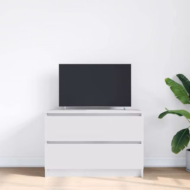 Berkfield Home White TV Cabinet in Engineered Wood W/D/H: 80 x 35 x 54 cm