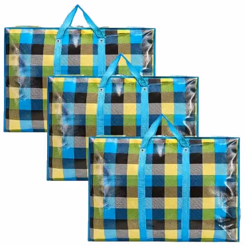 KAV Multicolour Reusable Waterproof Laundry and Storage Bags with Handles and Zippers, Pack of 3, W: 50 cm, H: 35 cm – 2
