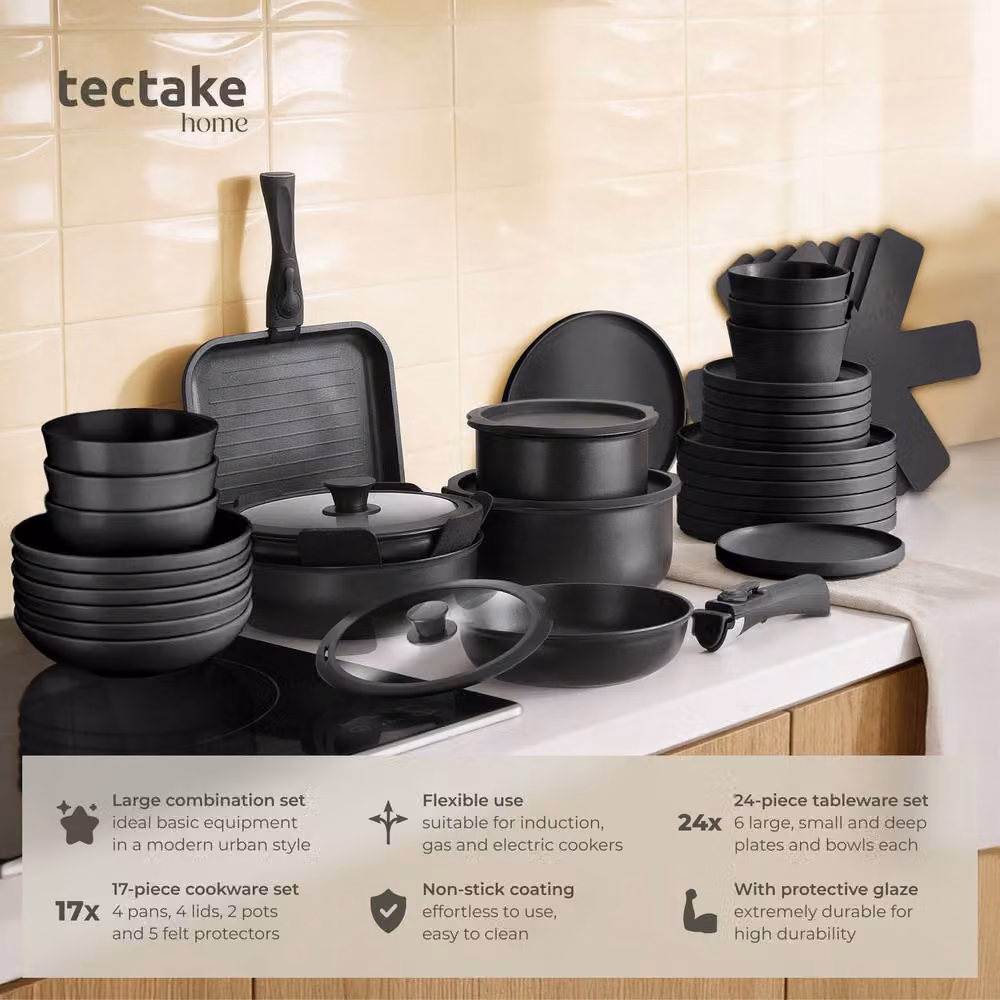 tectake Kitchen Starter Set Una/Parma in Black – 2