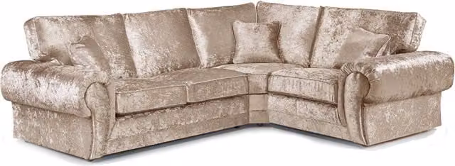 Furnishings For Less UK Chelsea Large 4 Seater Corner Sofa in Baby Pink Crushed Velvet