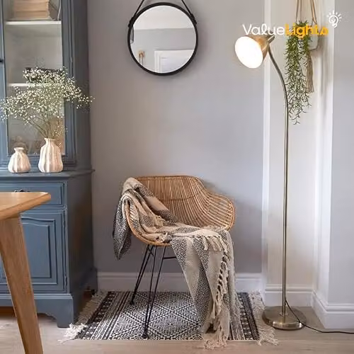 ValueLights Modern Silver Chrome Adjustable LED Floor Lamp for Reading and Task Lighting – 2