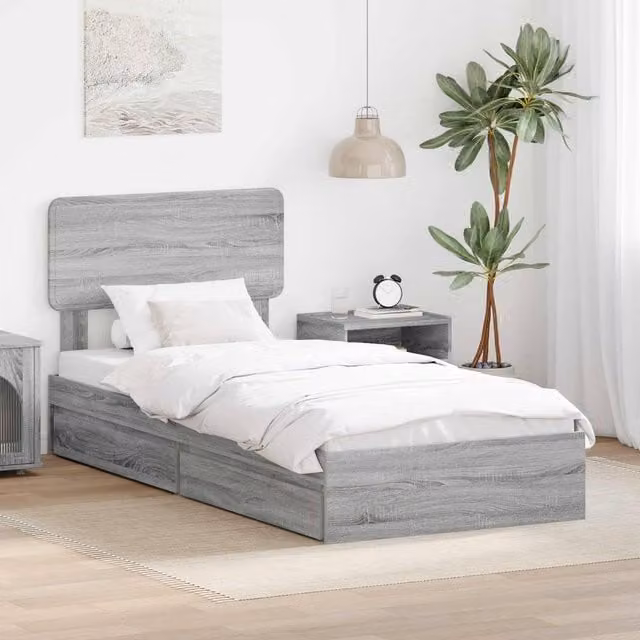 Berkfield Home Grey Sonoma Storage Bed with Drawers, W/D/H: 100 x 200 cm, Engineered Wood – 1