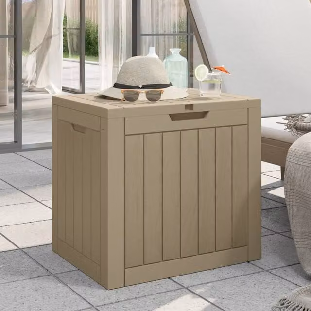 Berkfield Home Garden Storage Box in Light Brown Plastic, W/D/H: 55.5 x 43 x 53 cm – 1