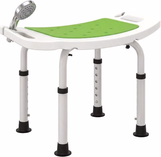 Nordara Green Adjustable Aluminium Bath Stool with Non-Slip Drainage Seat