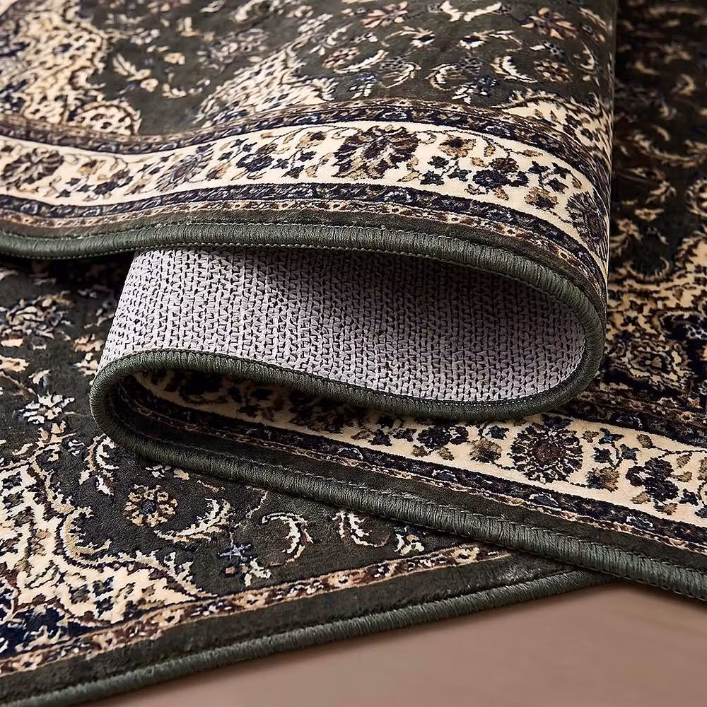 YnysTec Vintage Print Washable Non-Slip Rug in Green, W 60 cm x L 110 cm – 3
