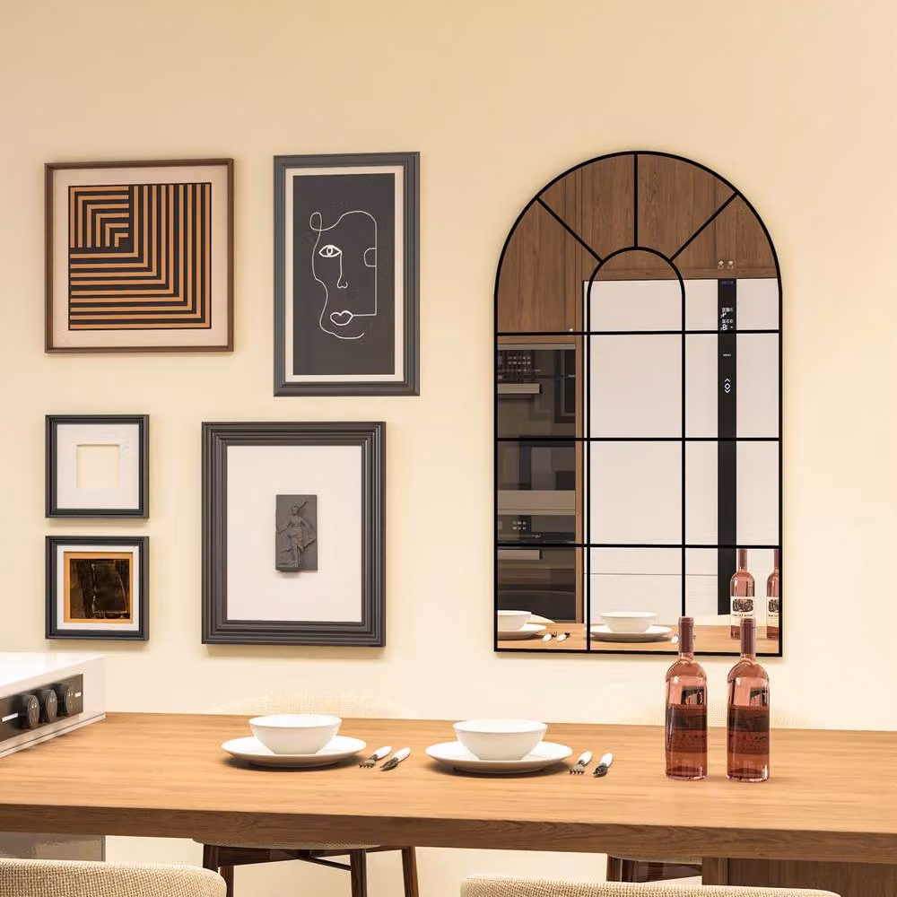 CASSILANDO Arched Window Wall Mirror in Black Metal and Glass, W: 80 cm, H: 50 cm – 5