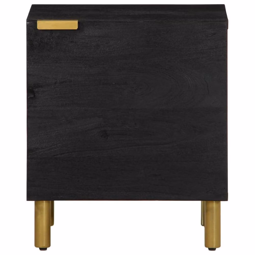 Berkfield Home Black Mango Wood Bedside Cabinet W/D/H: 40 x 33 x 46 cm – 2