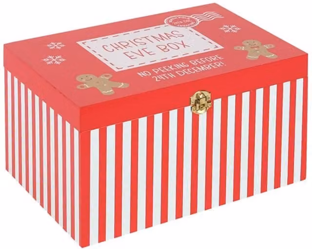 KDMK Gingerbread Christmas Eve Box Red MDF Tabletop Decor W: 30 cm, H: 20 cm, D: 20 cm