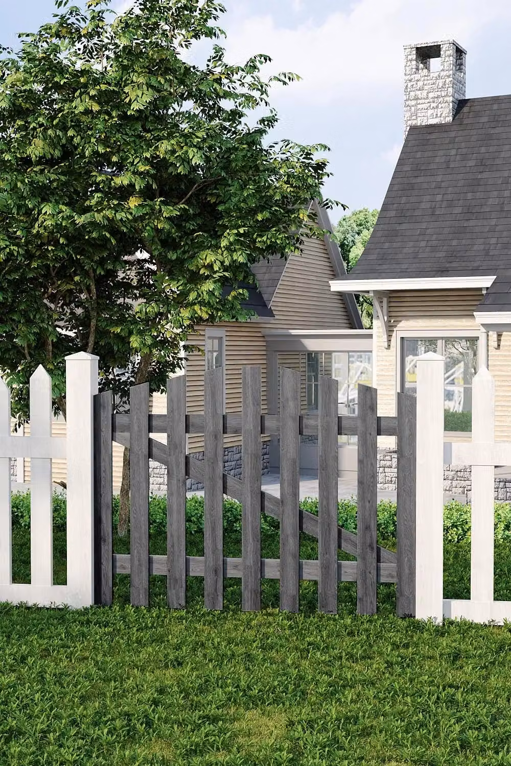 Living and Home Grey Arched Wooden Outdoor Garden Gate, W: 120 cm, H: 90 cm – 2
