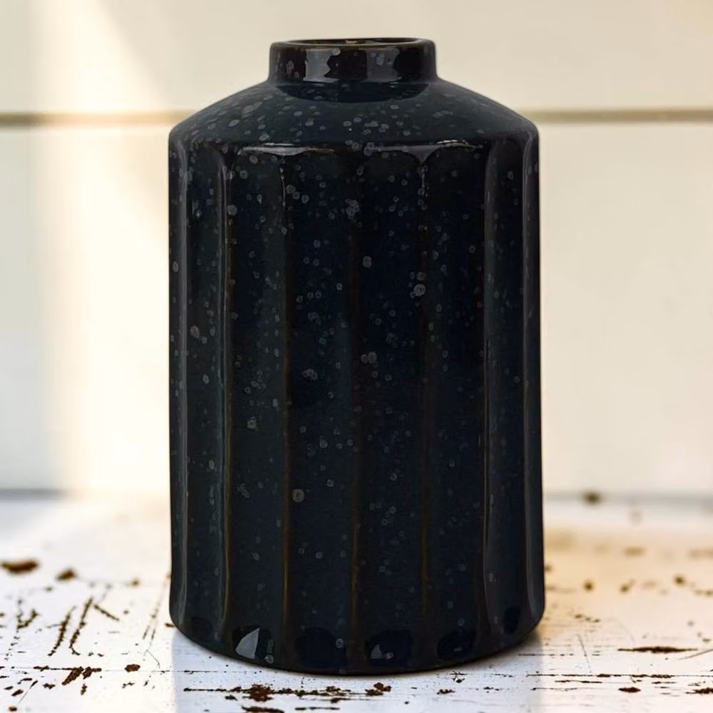 Four Candle Green Glossy Ceramic Round Tabletop Vase, Height: 18 cm – 2