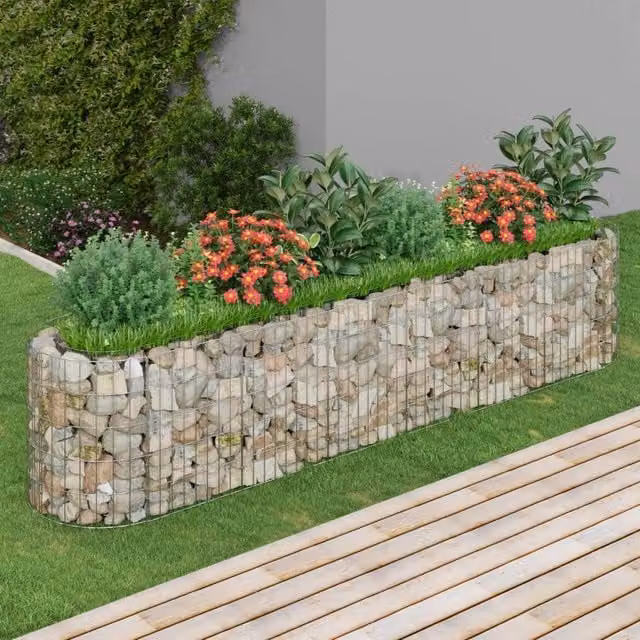 Berkfield Home Silver Galvanised Steel Gabion Raised Bed W/D/H: 260 x 50 x 50 cm – 1