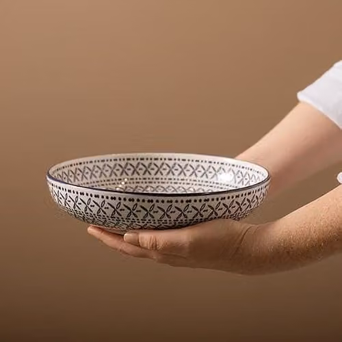 Mikasa Blue Mediterranean Glazed Stoneware Pasta Bowl, 21 cm – 2