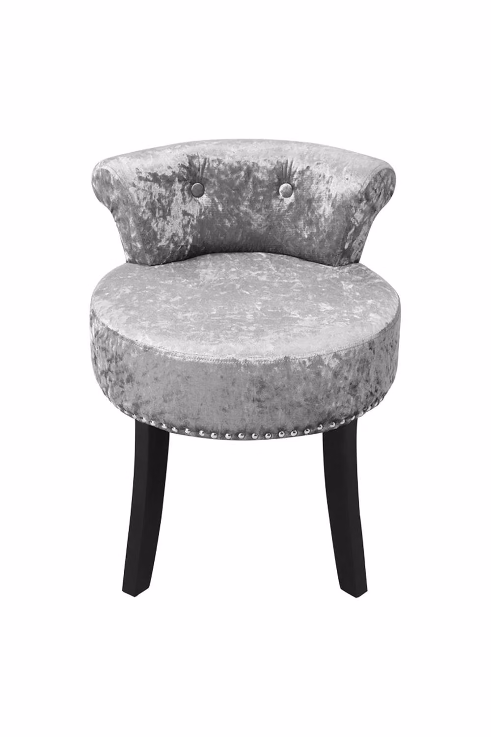 Living and Home Ice Velvet Upholstered Vanity Dressing Stool in Silver – 2