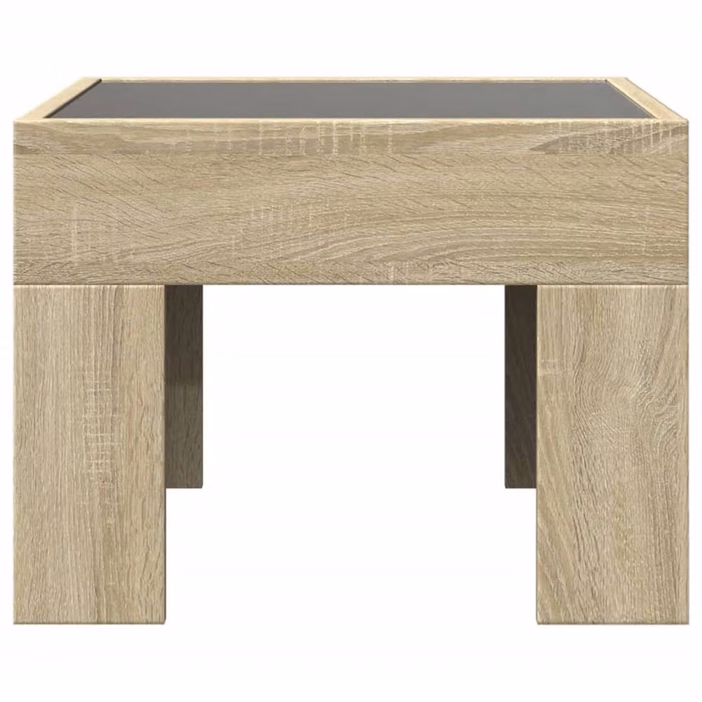 Berkfield Home Infinity LED Decorative Bedside Table in Sonoma Oak and Light Tan, W/D/H: 40 x 40 x 30 cm – 4
