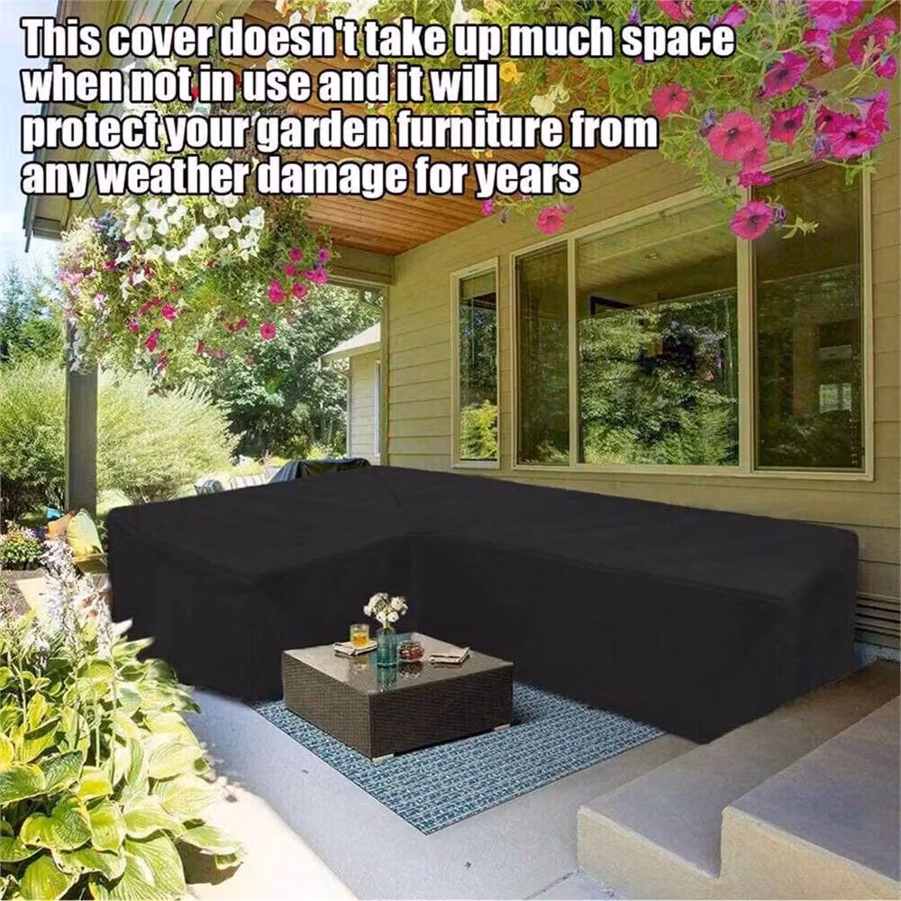 Nordara Waterproof L-Shape Garden Furniture Cover in Black, 215 cm – 5