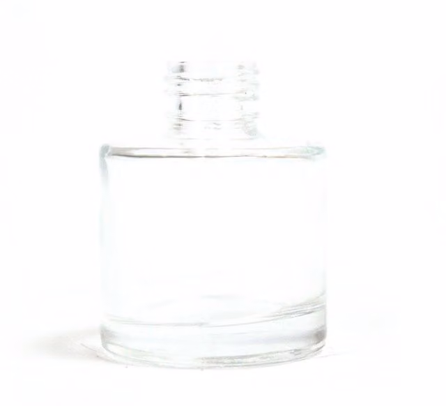 KDMK Round Transparent Glass Reed Diffuser Bottle for Tabletop Aromatherapy, White