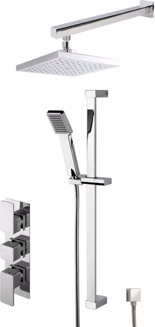Balterley Empire Concealed Triple Valve Shower Set with Thermostat and Diverter in Chrome Silver