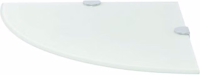Berkfield Home Modern Wall Mounted Glass Corner Shelf with Chrome Supports, White, W/D/H: 35 x 35 x 35 cm