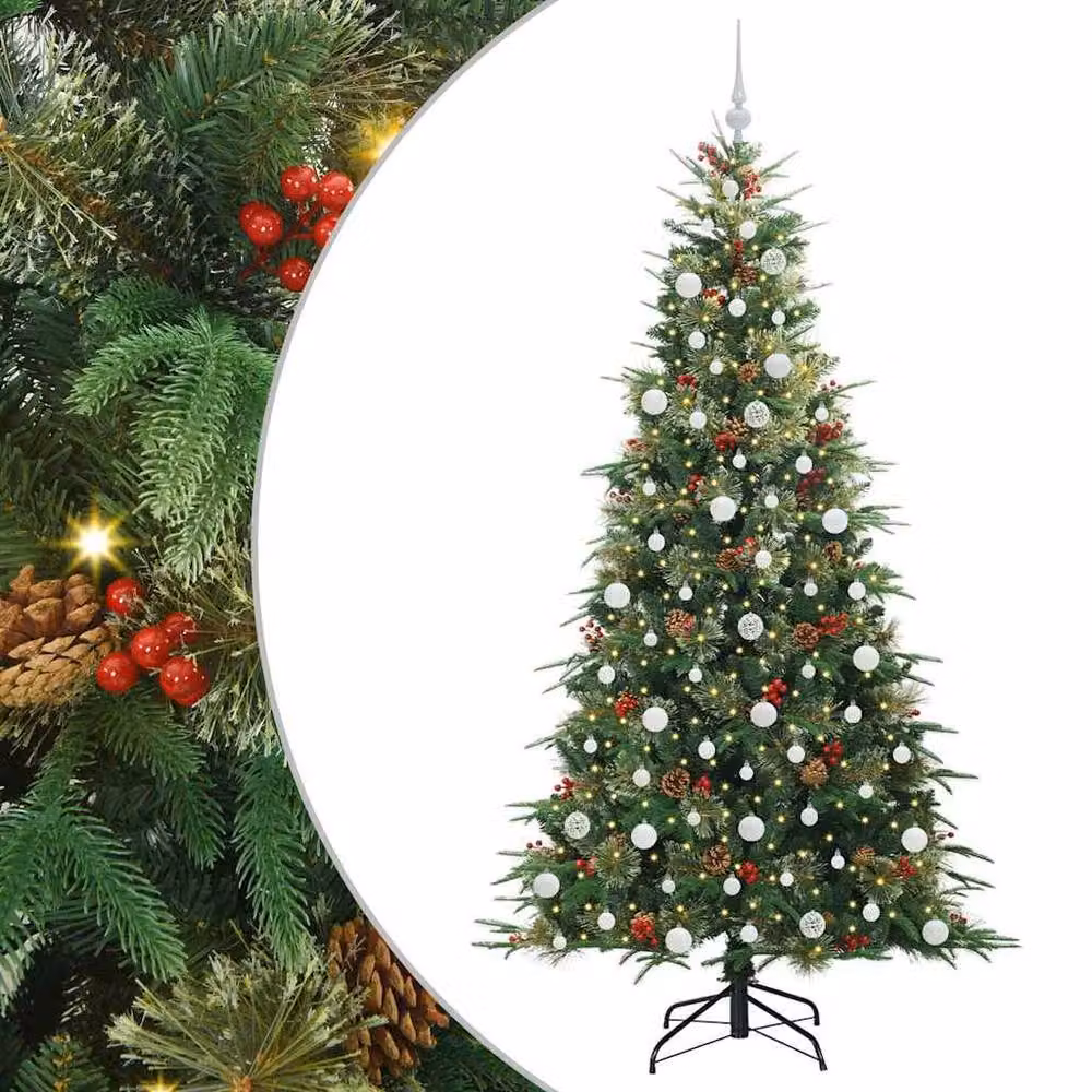 Berkfield Home Elegant Green Artificial Hinged Christmas Tree, Height: 210 cm – 3