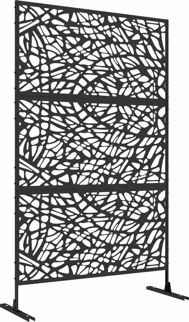 Outsunny Metal Decorative Privacy Screen Outdoor Divider, Black, H 198 x W 45 x D 3 cm