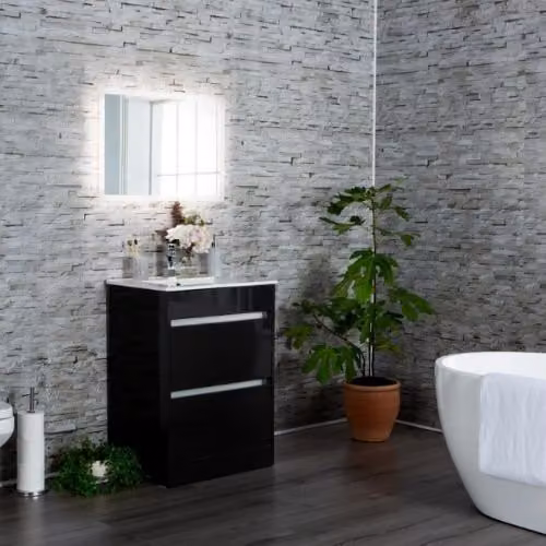 PBSL Group Brick Grey Bathroom Wall Panel, W: 100 cm, H: 240 cm, D: 1 cm