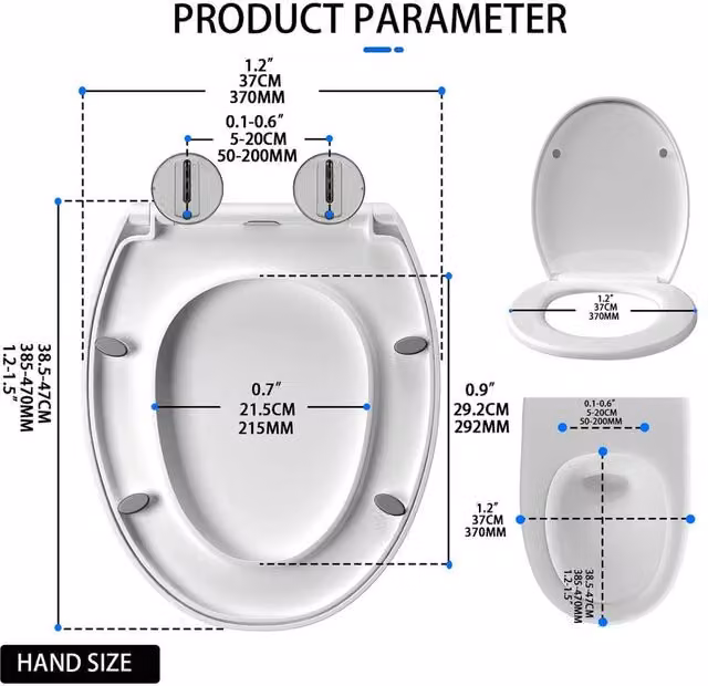 FLAVORA O Type White Soft Close Quick Release Heavy Duty Oval Toilet Seat W: 52 cm, D: 52 cm – 1
