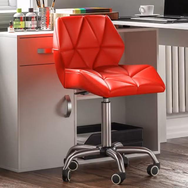 Vida Designs Modern Geometric Task Chair in Red and Yellow Synthetic Leather