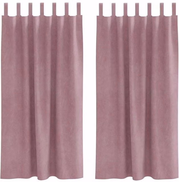 Berkfield Home Pink Polyester Opaque Fabric Panel Curtains W: 140 cm, H: 175 cm