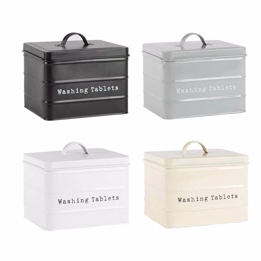 FLAVORA White Washing Tablets Storage Canister Vintage Metal Tin – 2