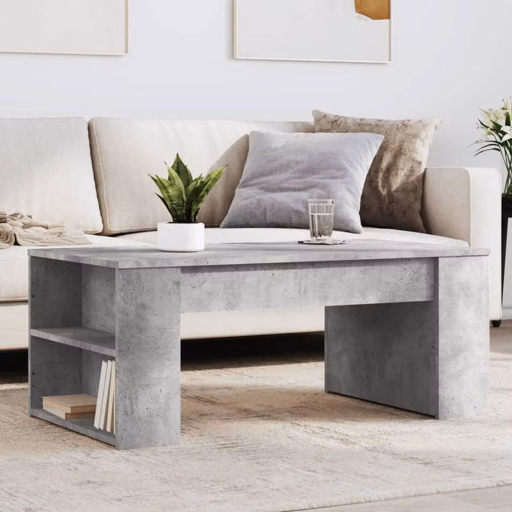 Berkfield Home Modern Rectangular Coffee Table in Concrete Grey, W/D/H: 102 x 55 x 42 cm – 2
