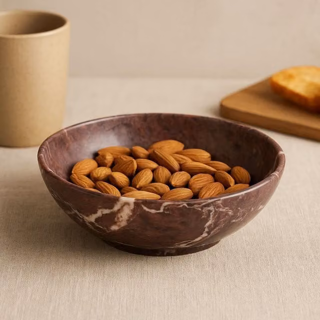 Orsina Red and White Veined Marble Serving Bowl – 1