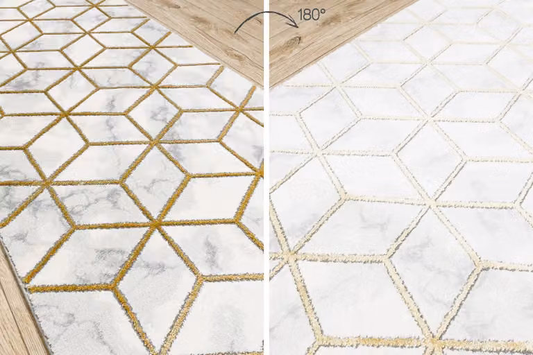 RugsX Geometric Table Runner in Yellow and White, W: 100 cm, L: 410 cm