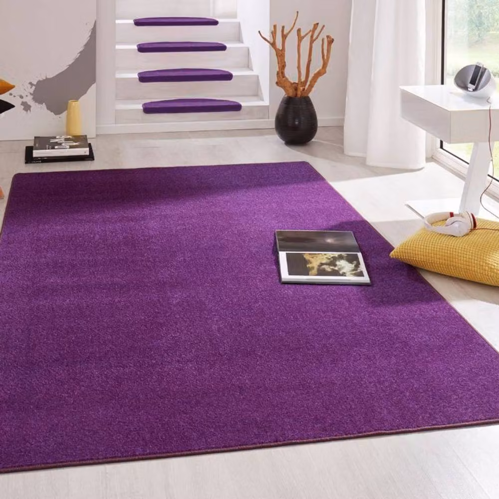 THE RUGS Uni Colours Modern Plain Round Polypropylene Area Rug in Purple, Diameter: 200 cm – 2