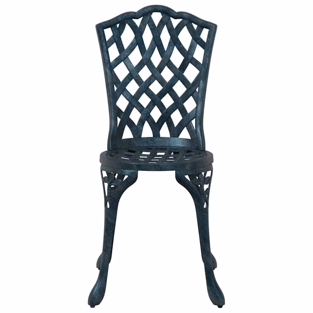 Berkfield Home 3 Piece Green Powder Coated Aluminium Garden Bistro Set with Round Table – 3