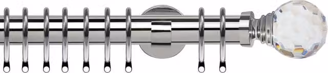 Terrys IDC Metal Curtain Pole with 35mm Acrylic Ball Finial in Chrome, Silver or Black