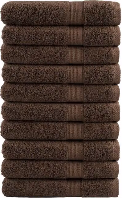 Berkfield Home SOLUND Premium Cotton Terry Towels, 10-Piece Set, Brown, W: 100 cm x L: 200 cm, 600gsm