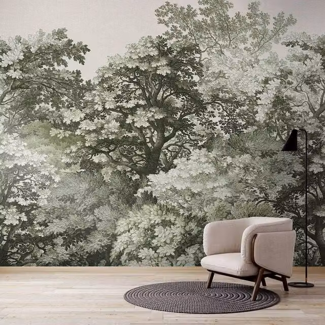 Superfresco Easy Forest Canopy Sage Green Floral Wall Mural, W: 300 cm, H: 280 cm