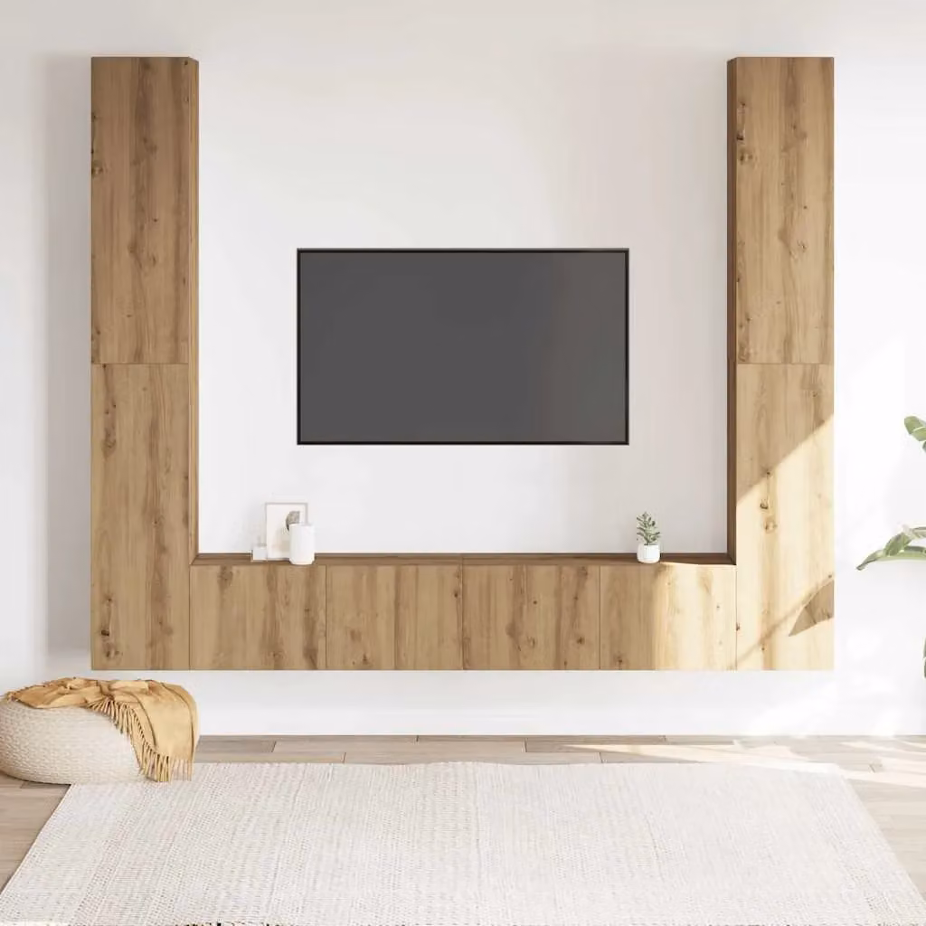 Berkfield Home Artisan Oak Wall Mounted TV Cabinets, 6 Piece Set in Brown – 2