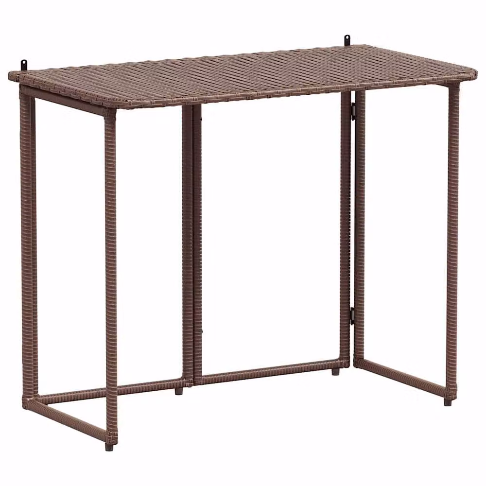 Berkfield Home Beautiful Folding Garden Table in Brown Poly Rattan, W/D/H: 90 x 51 x 75 cm – 3