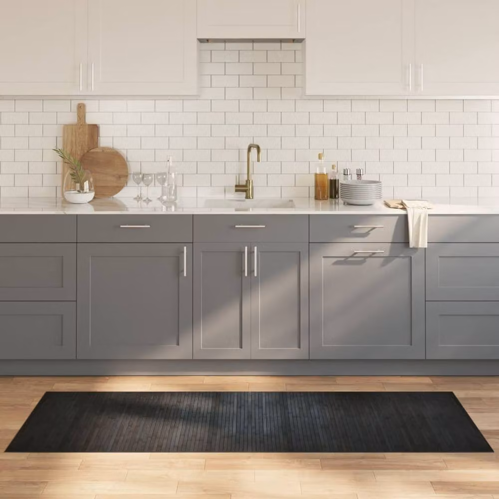 Berkfield Home Rectangular Bamboo Rug in Grey, W: 70 cm, L: 200 cm – 2
