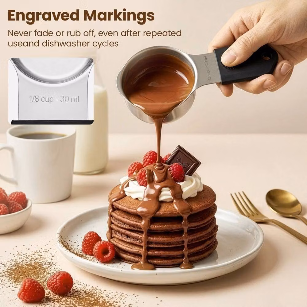 SPETLEK Magnetic Nesting Stainless Steel Measuring Cups and Spoons Set in Silver, W/D/H: 100 x 60 x 16 cm – 3